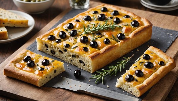 Master the Art of Baking Gourmet Olive and Rosemary Focaccia Topped with Sea Salt